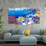 Wall Painting of Greek Scenery of Five Pieces Set