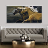 Two Horses Running in Dark Canvas Wall Painting