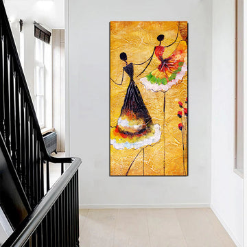 Dancing Women Vertical Wall Painting