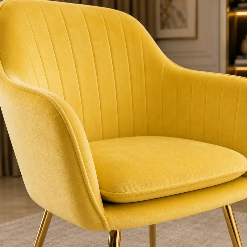 Minimalist High Tufted Back Luxury Yellow Sofa Lounge Chair
