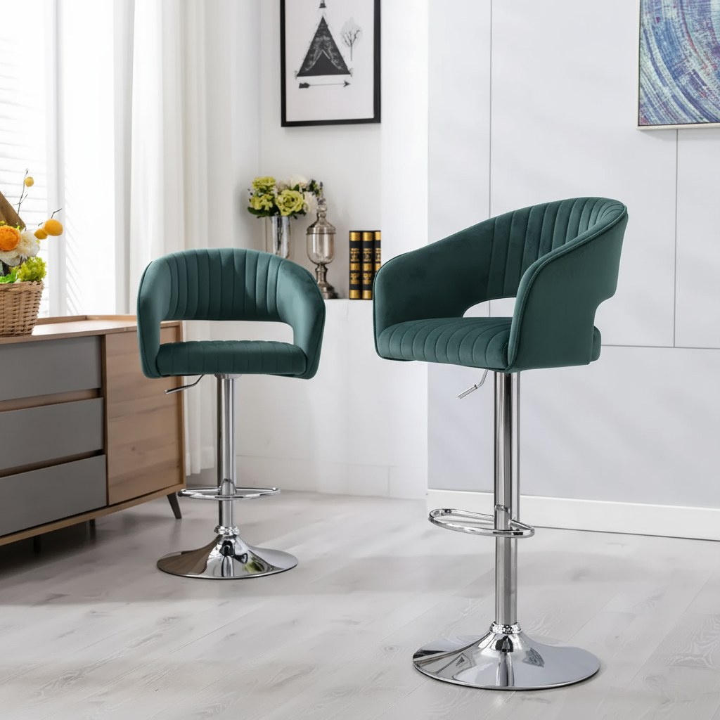 Plush Feel Velvet Adjustable Bar Stool / Long Chair