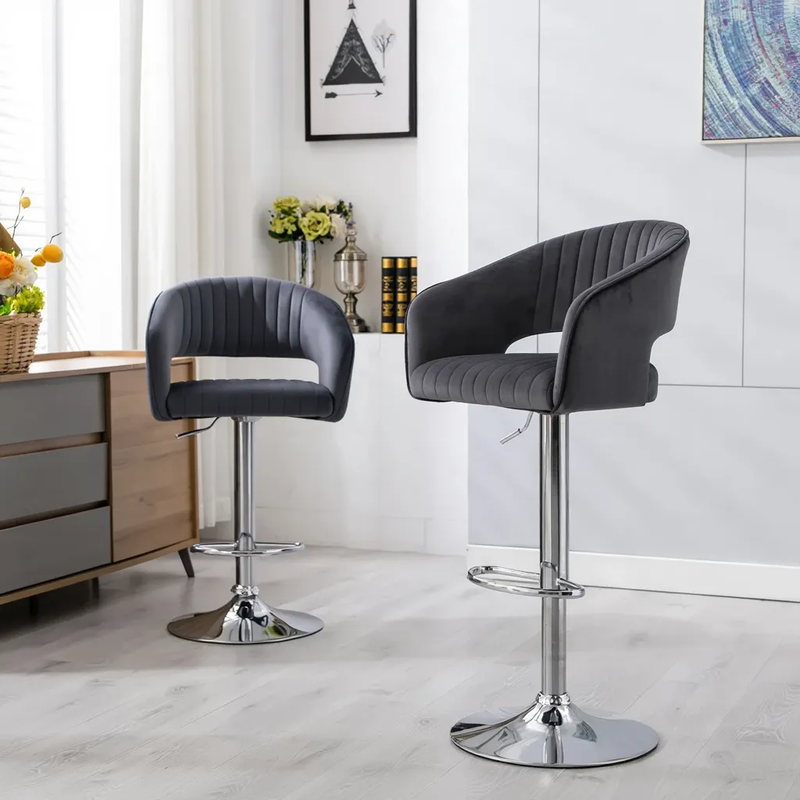 Plush Feel Velvet Adjustable Bar Stool / Long Chair