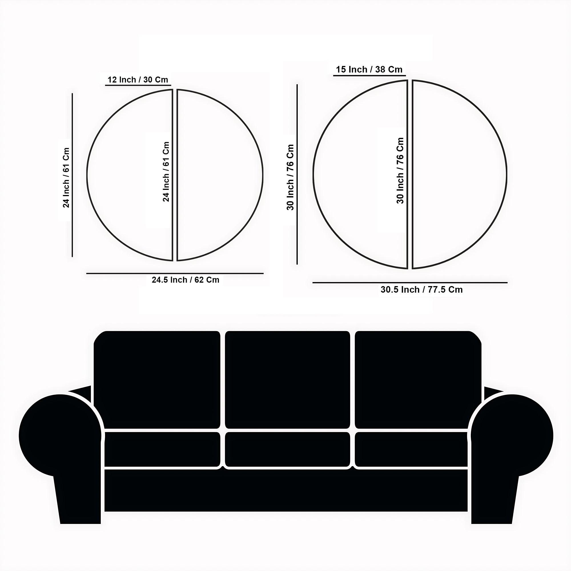 Modern Golden Texture Art Semi Circle Frames Set Of 2
