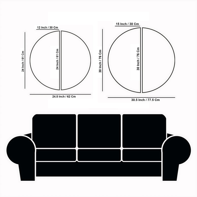 Modern Golden Texture Art Semi Circle Frames Set Of 2