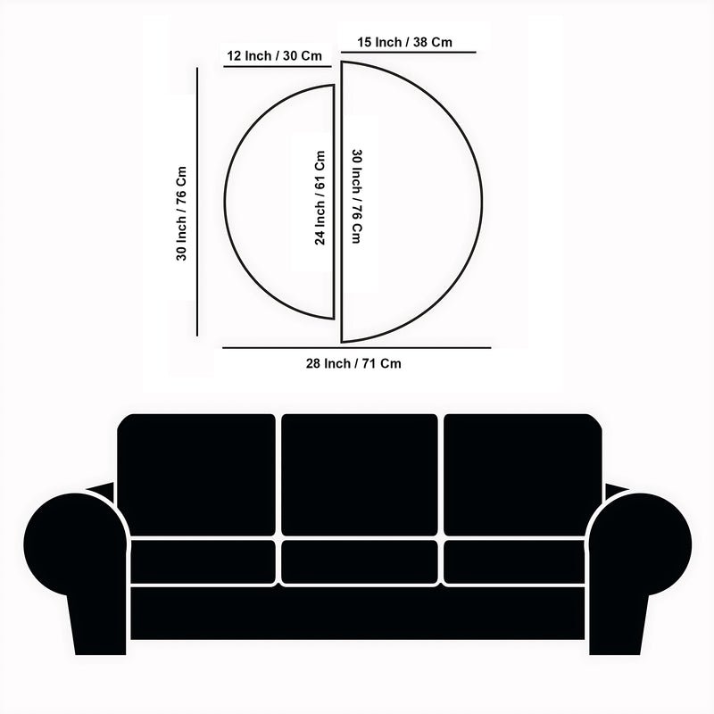 Premium Golden Splash Art  Semi Circle Frames Set Of 2