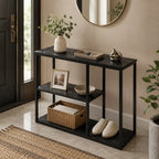 The Stylish Sidekick 3-Tier Black Marble Console Table