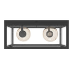 2 Bulb Steel Ceiling Light with Black Clear Glass