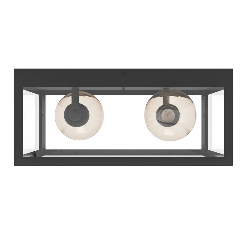 2 Bulb Steel Ceiling Light with Black Clear Glass