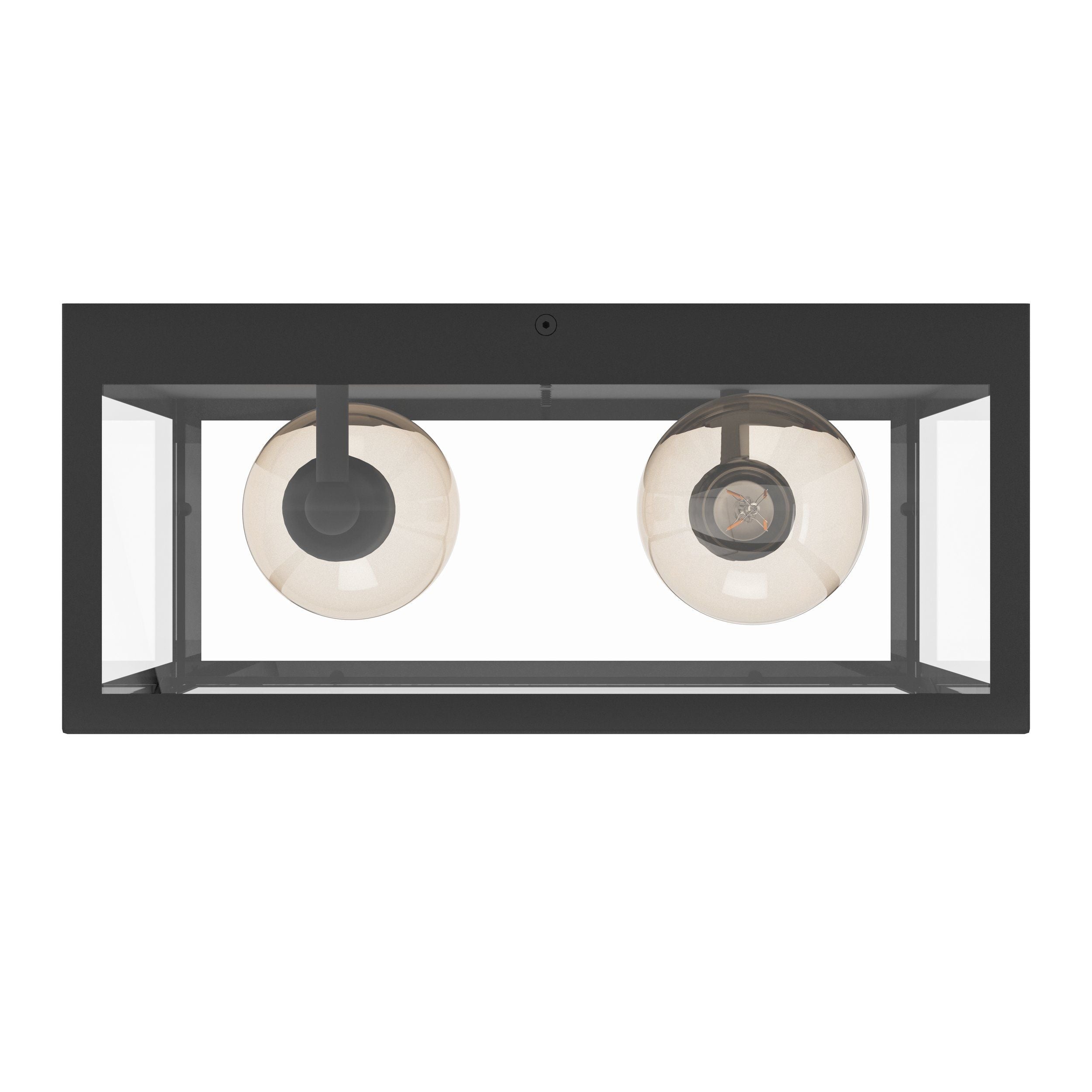 2 Bulb Steel Ceiling Light with Black Clear Glass