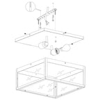 2 Bulb Steel Ceiling Light with Black Clear Glass