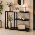 The Stylish Sidekick 3-Tier Black Marble Console Table