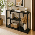 The Stylish Sidekick 3-Tier Black Marble Console Table