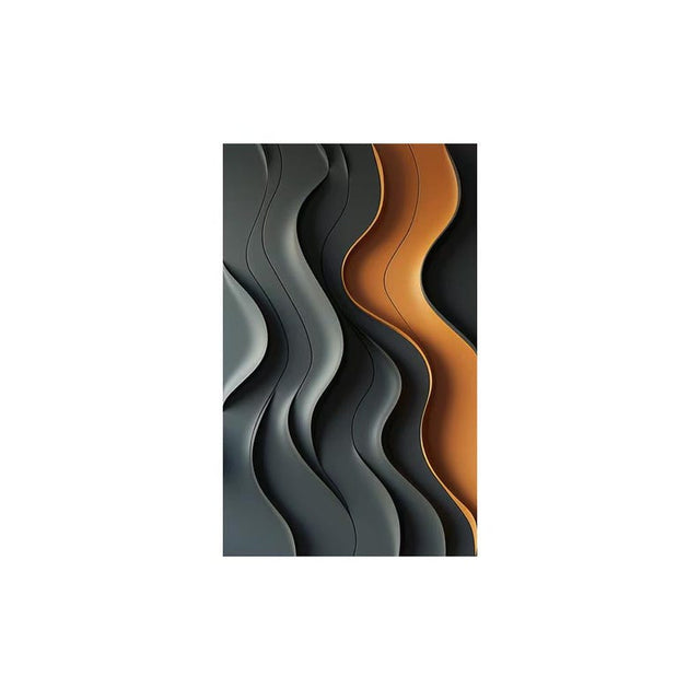 Flowing Curves Grey and Gold Modern 3D Wall Art