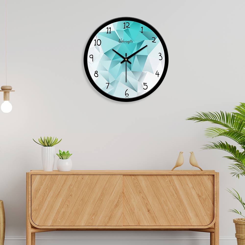 3D Abstract Design Shades Blue Color Wall Clock For Living Room