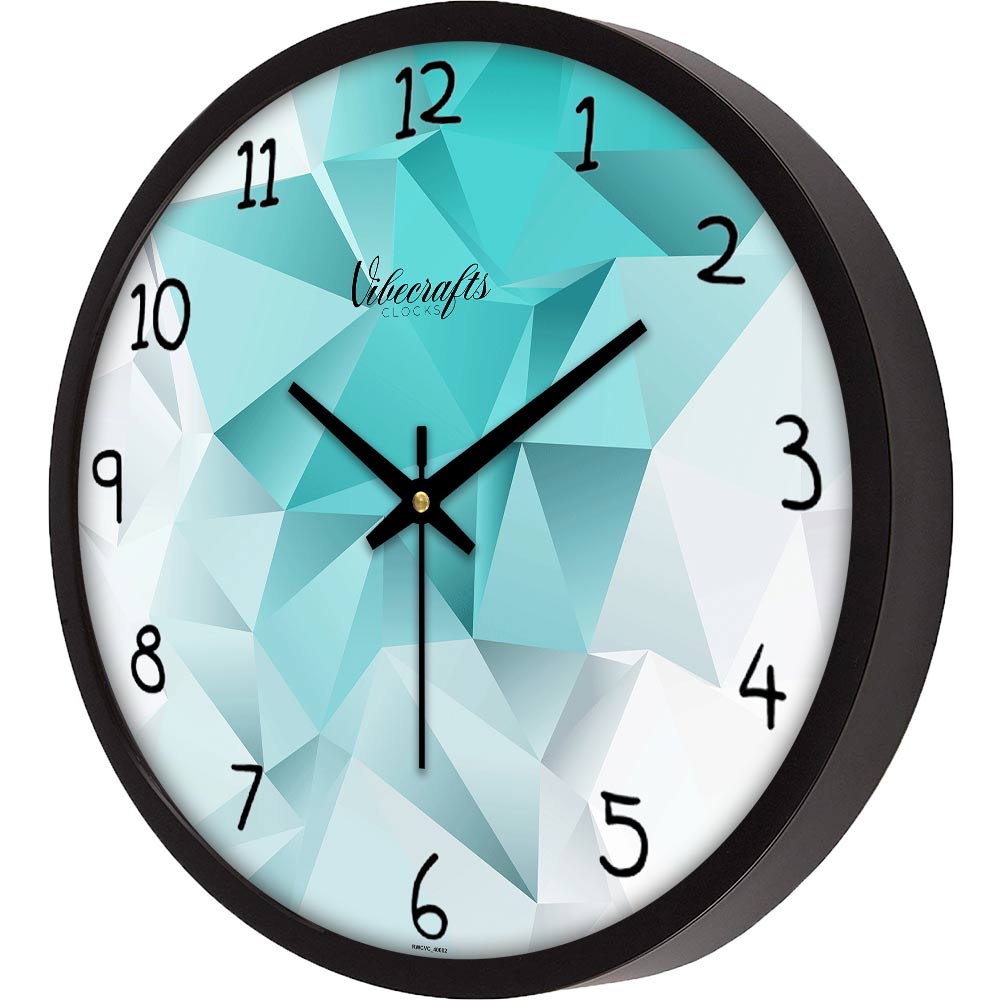 3D Abstract Design Shades Blue Color Wall Clock For Living Room