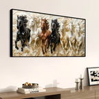 3D Art Auspicious Canvas wall Painting of Seven Running Horses