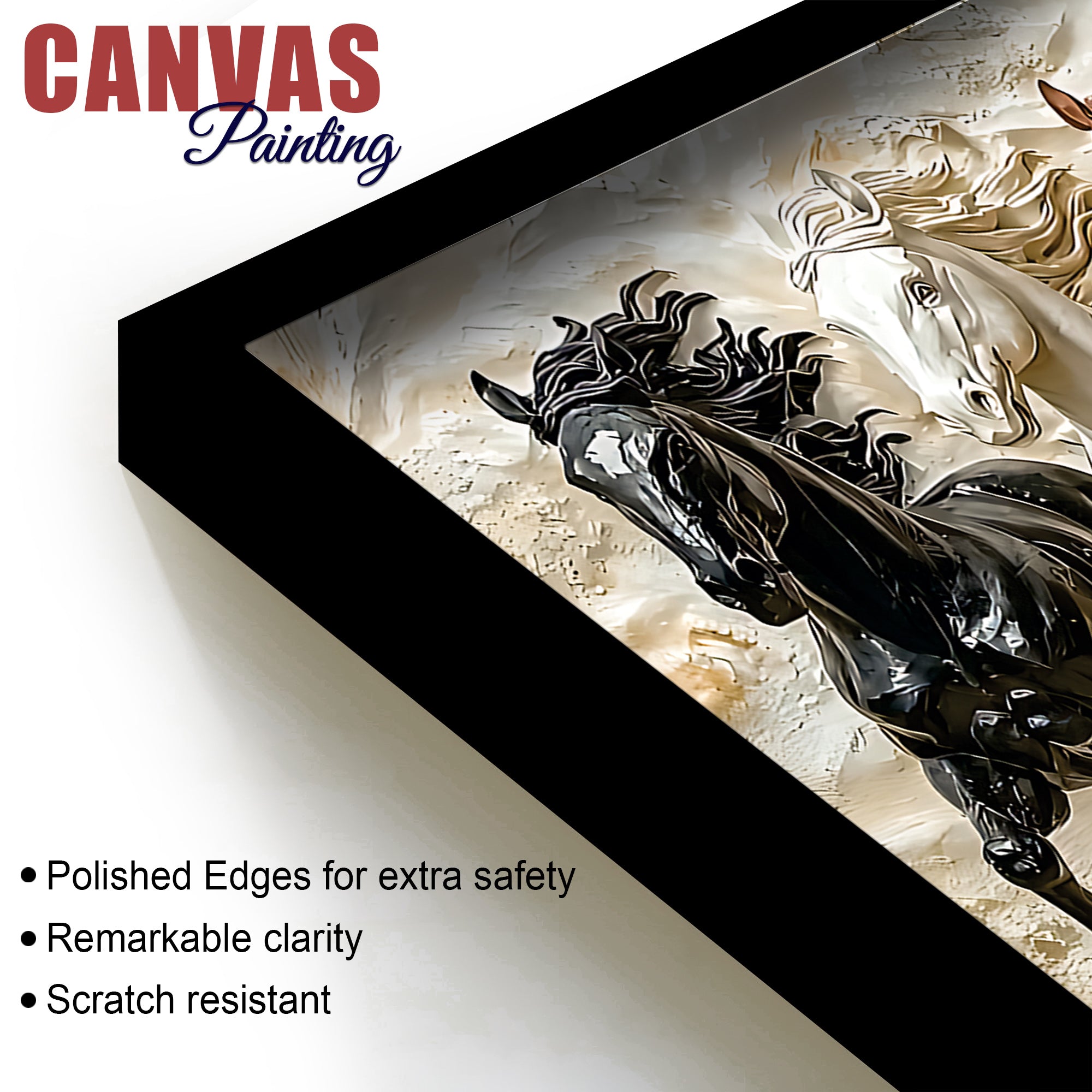 3D Art Auspicious Canvas wall Painting of Seven Running Horses