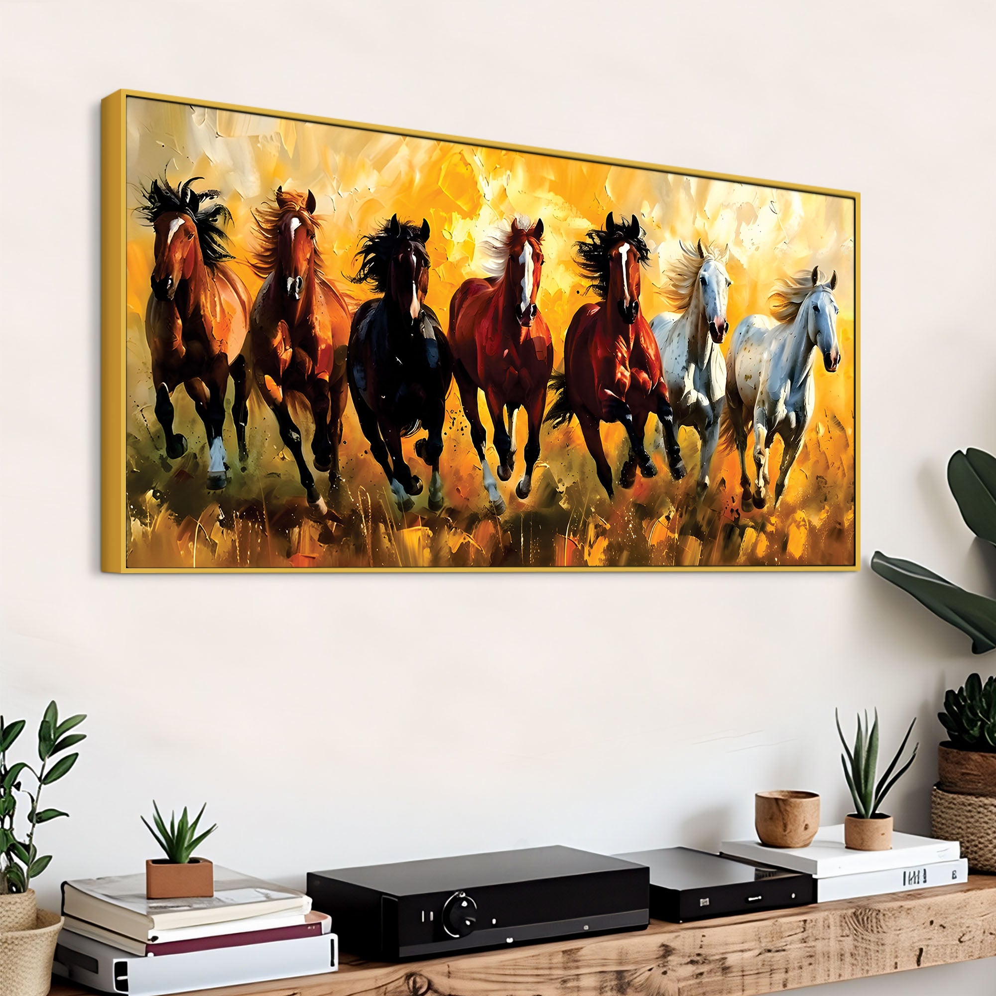3D Art Seven Majestic Horses Canvas wall Painting