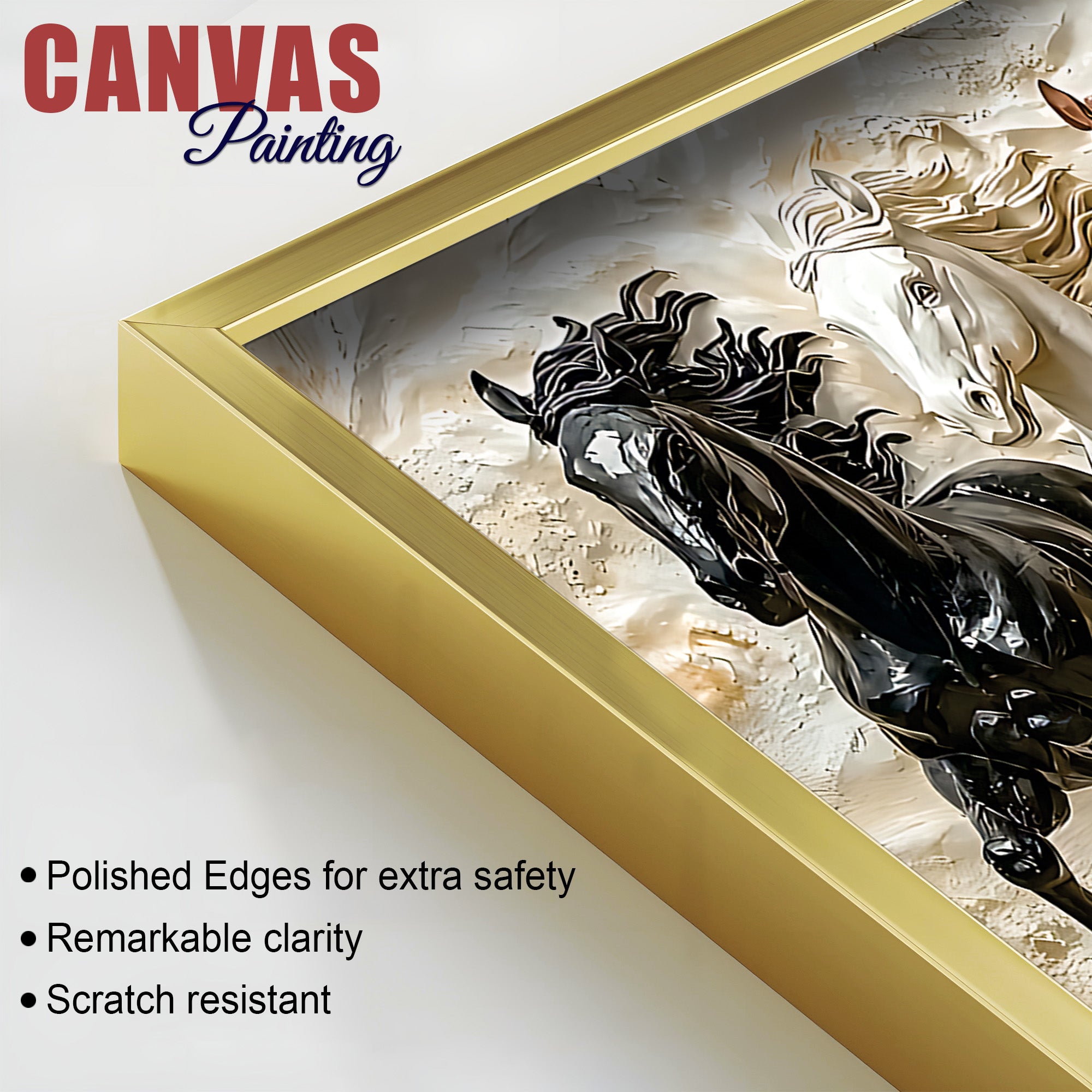 3D Art Seven Majestic Horses Canvas wall Painting