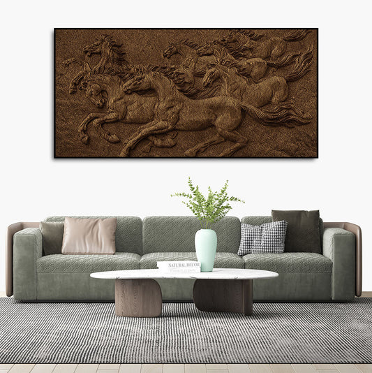 3D Seven Horses Running Premium Wall Painting