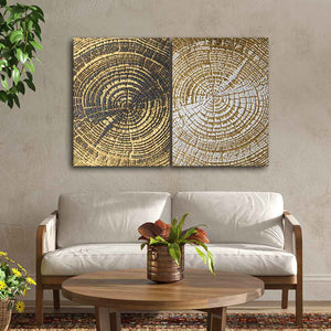 3D Wooden Texture Canvas Wall Painting of Two Pieces