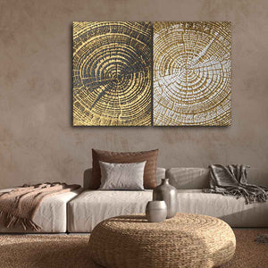 3D Wooden Texture Canvas Wall Painting of Two Pieces