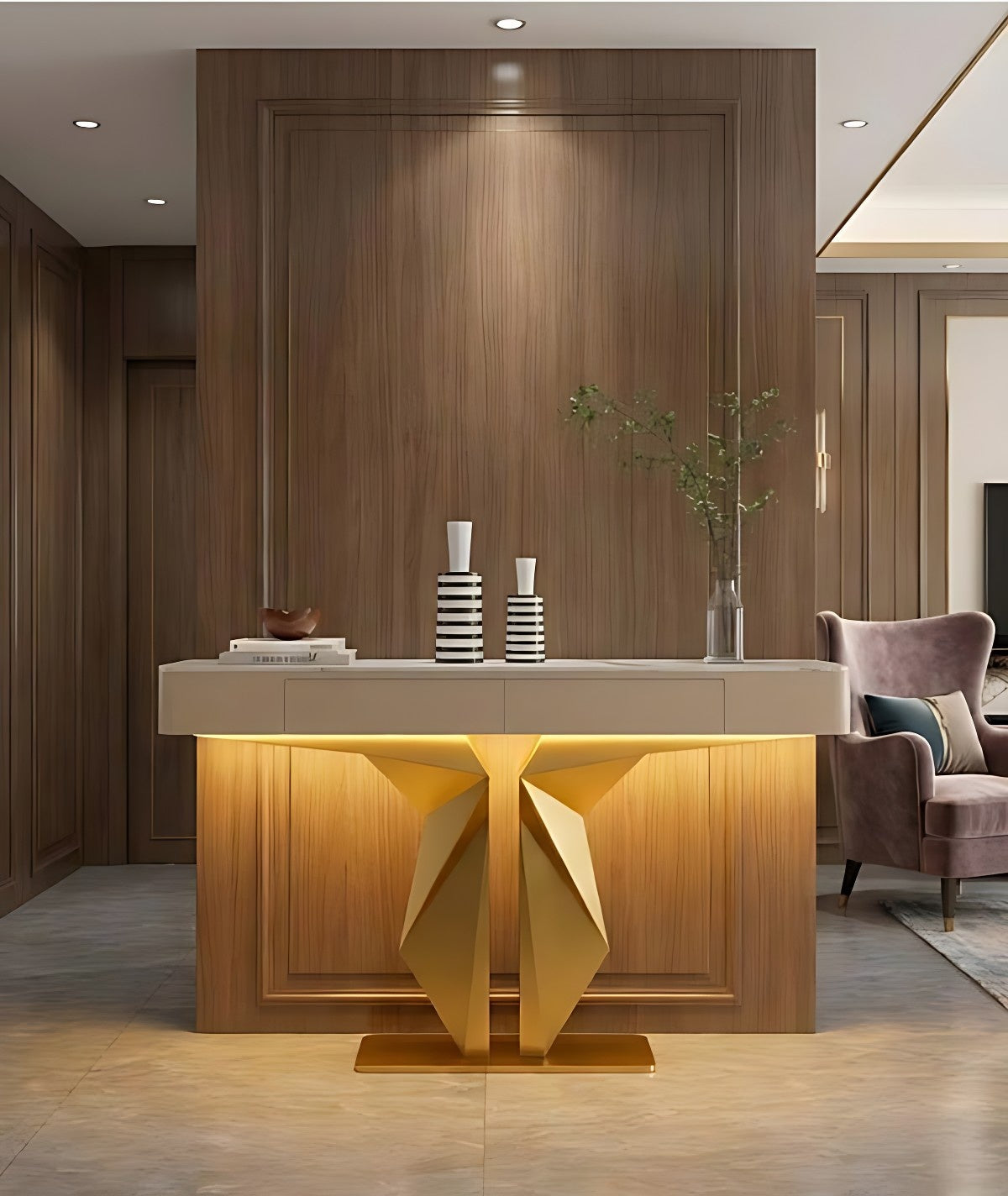 Premium Lobby LED Console Table (SS 302)