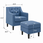 Skyblue Color Tufted Comfy Accent Chair with Footrest