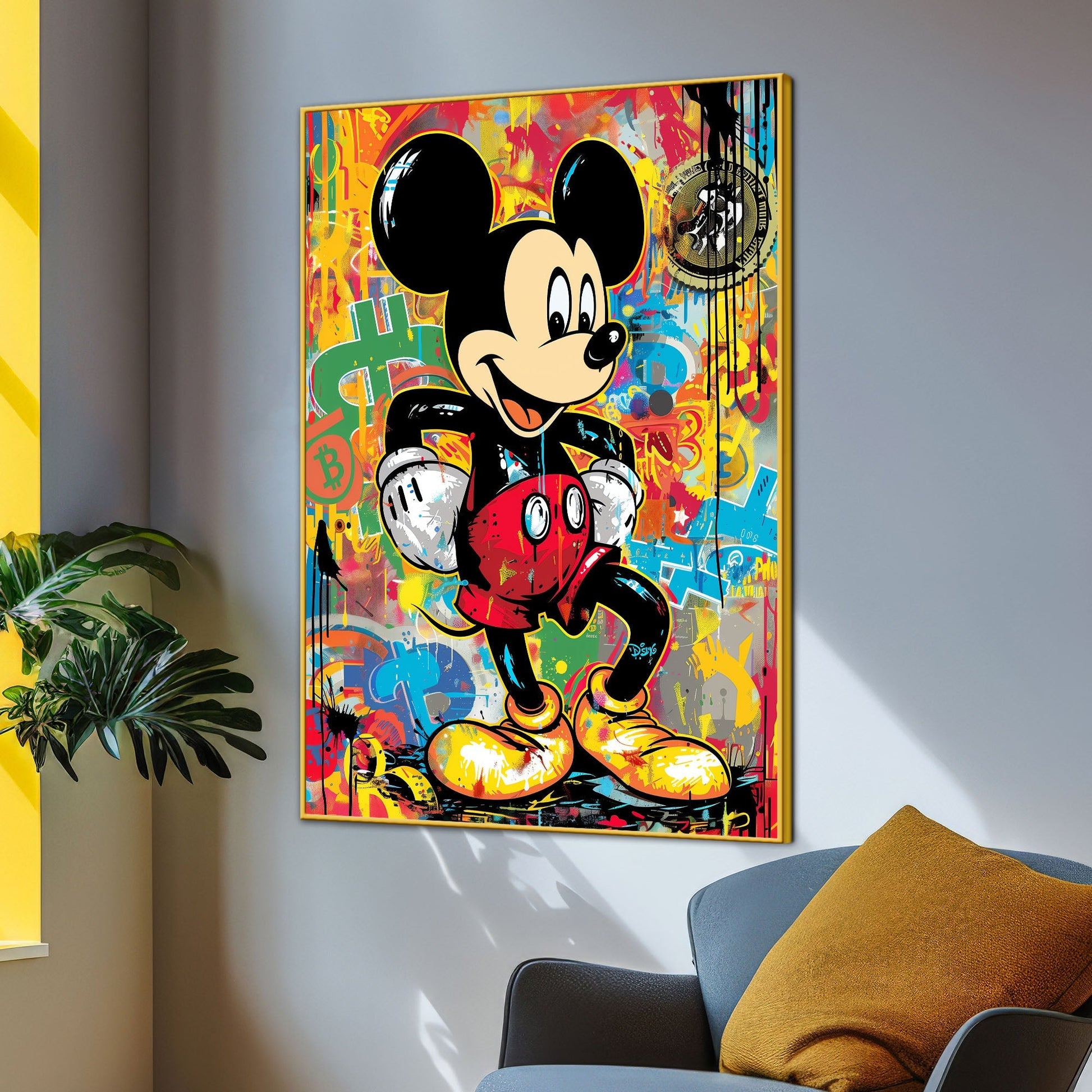 90S Love The Mickey Cotton Canvas Wall Painting