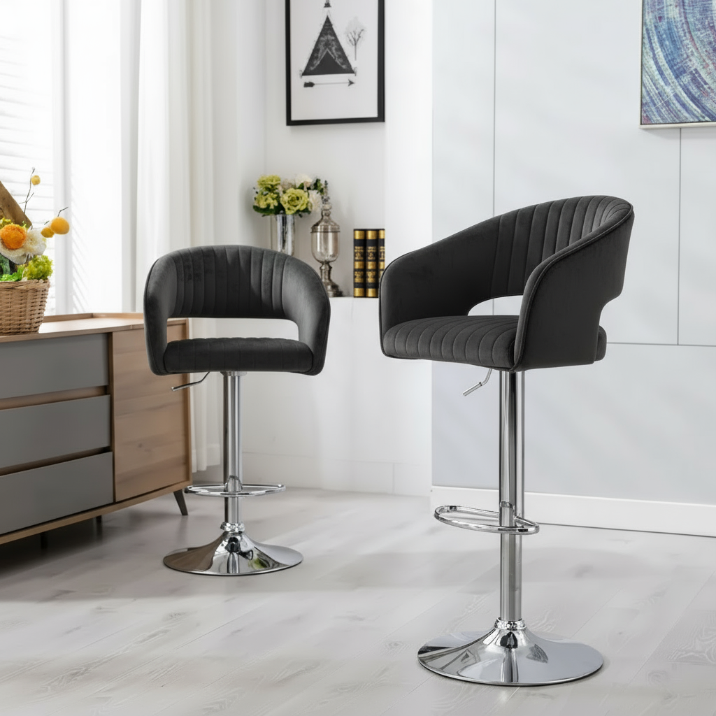 Plush Feel Velvet Adjustable Bar Stool / Long Chair