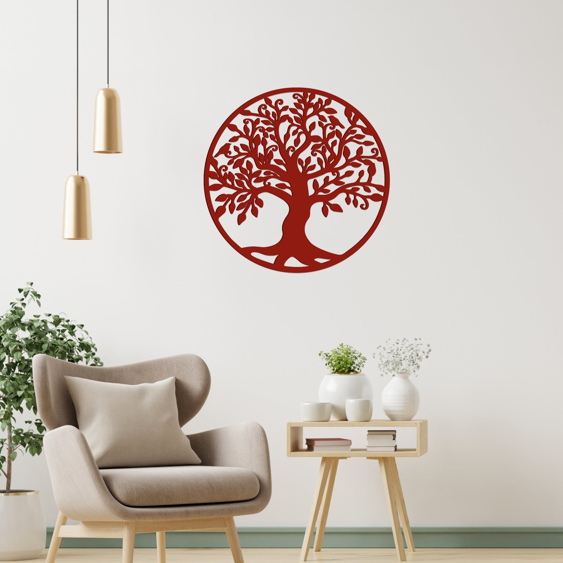 Big Tree Design in Circle Premium Quality Wooden Wall Hanging