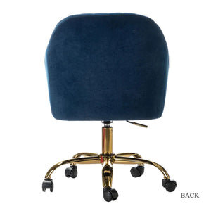 Refined Navy Blue Tufted Velvet Premium Armchair with Golden Legs