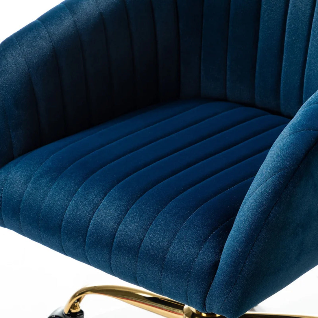 Refined Navy Blue Tufted Velvet Premium Armchair with Golden Legs