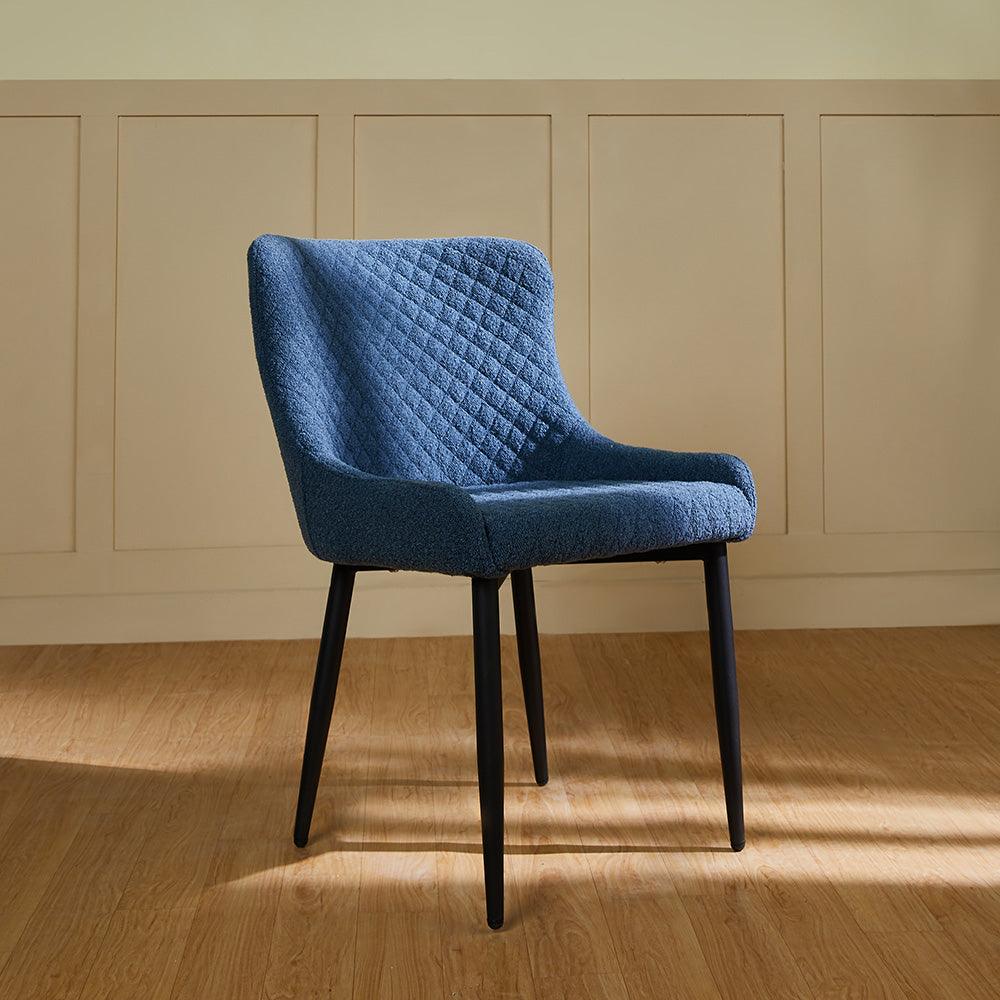 Velvet Blue Accent Chair with Comfortable Black Legs
