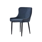 Velvet Blue Accent Chair with Comfortable Black Legs
