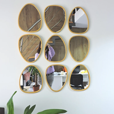 Abstract Gold Mirror Set | Living Room & Bedroom Wall Decor