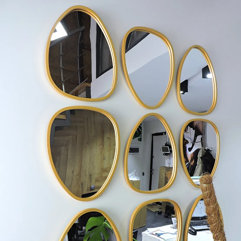 Abstract Gold Mirror Set | Living Room & Bedroom Wall Decor