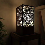 Assorted Flower Pattern Wooden Table Lamp Beautiful Shadow Night Light For Home Decor | Living Room
