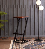 Modern Z Frame Metal Lounge Bar Chair with Wooden Seat