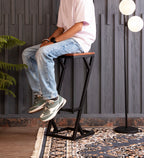 Modern Z Frame Metal Lounge Bar Chair with Wooden Seat