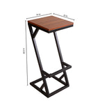 Modern Z Frame Metal Lounge Bar Chair with Wooden Seat