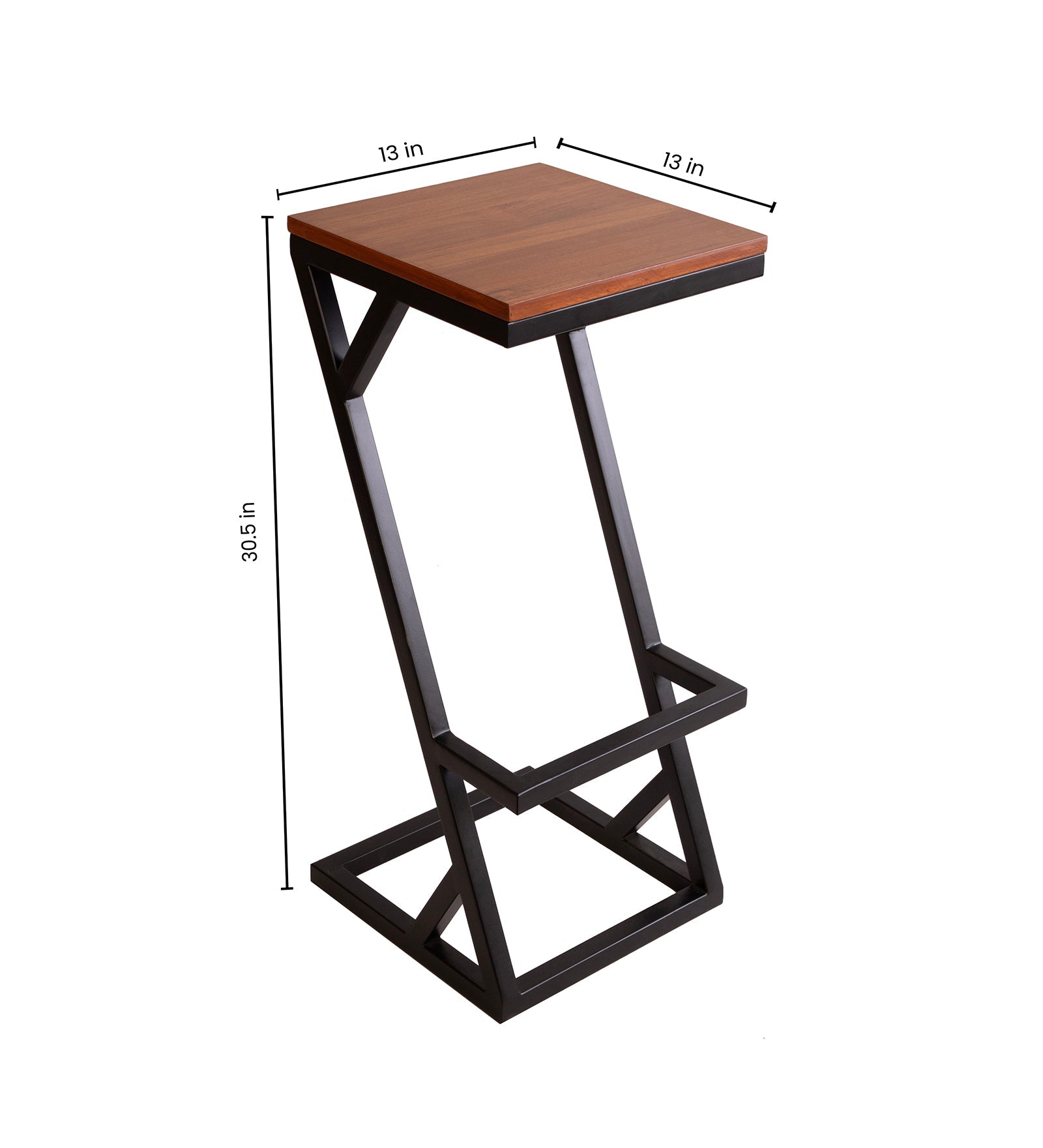 Modern Z Frame Metal Lounge Bar Chair with Wooden Seat