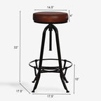 Height Adjustable Lounge Bar with Vintage Leather Seat