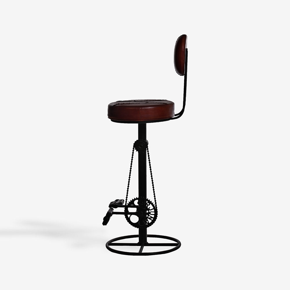 Bicycle Pedal Lounge Bar Chair with Leather Seat and Back