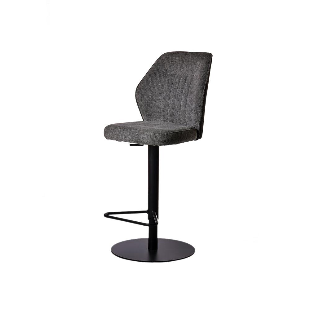 Counter Height Lounge Bar Chair with Grey Seat and Black Base