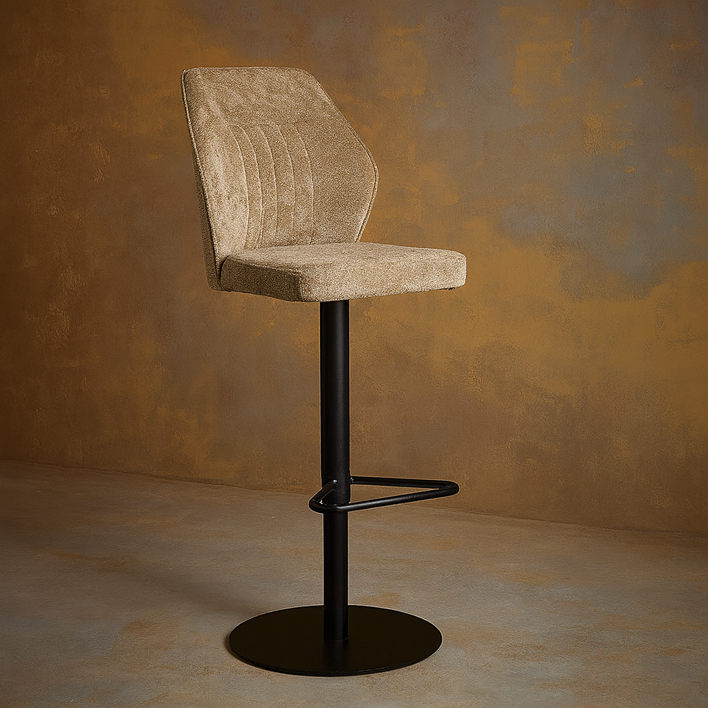 Tall Lounge Bar Chair with Cushioned Tan Brown Seat