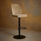 Tall Lounge Bar Chair with Cushioned Tan Brown Seat