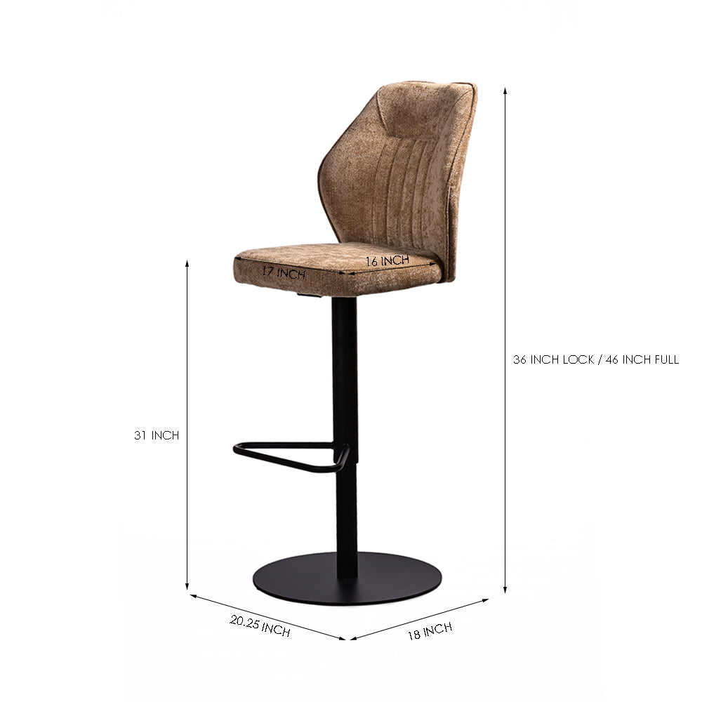 Tall Lounge Bar Chair with Cushioned Tan Brown Seat
