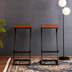 Modern Z Frame Metal Lounge Bar Chair with Wooden Seat