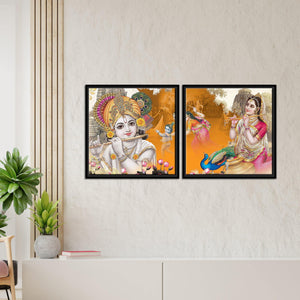 Bal Gopal Wall Painting of Two Pieces Floating Frame